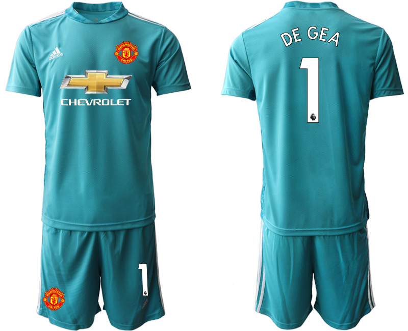 Men 2020-2021 club Manchester United blue goalkeeper #1 Soccer Jerseys